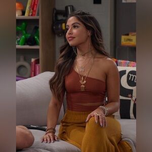 Abercrombie & Fitch Soft A&F One Shoulder Cut-Out Crop Tank Top Small Rust